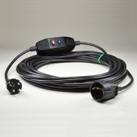 36006-RCDS30 Inline GFCI Schuko Extension Cord 30Ma Trip Level 16A-230V 6 Feet Long